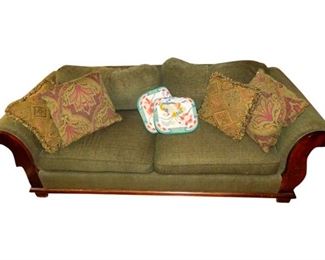 74. Green Sofa with Pillows