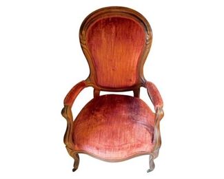 76. Red Velvet Fabric Chair