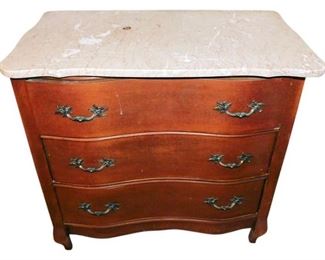 182. Antique Marble Topped Chest and Contents of Drawers