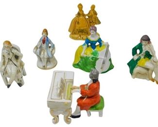 185. Grouping of 6 Six Antique Porcelain Musician Figurines