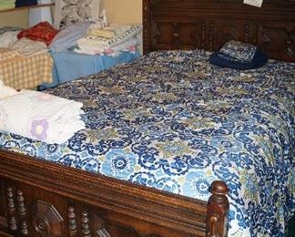 Antique bed, quilt, comforter set