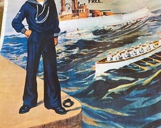 20) Vintage Navy Sailor Print very teeny tear on side $39