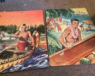 44) Saafield Puzzles. Boy in Canoe, Boy with Surfboard $12 Each