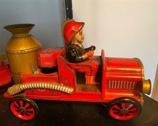 32) Modern Toys, Japan. Battery Operated. Fire Engine #8, Missing Steering Wheel $15