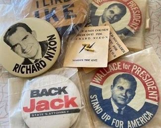 141) Lot of Political Large/Small Buttons in Original Wax Bags $12