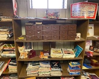 280) Vintage 18 Brown Metal Card Catalog With Drawers $95, Books..
