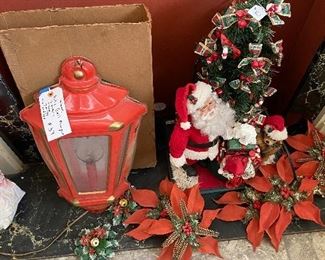 172) Noma Lantern Wall Plaque with Original Box ( Needs to be re wired) $39,Christmas Santa, Tree Animated Moves $10
