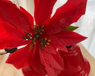 179) Christmas Poinsettia Red Bells (3) Light Up $10