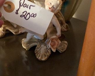 233) Pair of Cupid Angels Vases $20