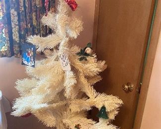 150) Vintage Artificial White Christmas Tree, with Poles, Extra Branches ( I Didn't  put entire tree together !) Stand $65