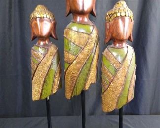 African Style Wood Figurines on Wood Base