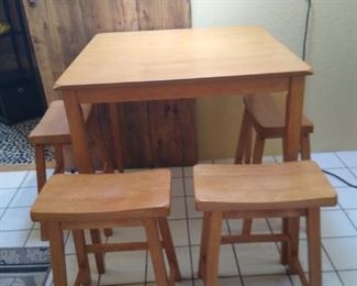 Kitchen Wooden Table with 4 Stools
