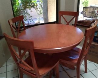 Teak Round Table with 4 Dining Chairs