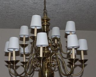 Large 12 Arm Brass Chandelier