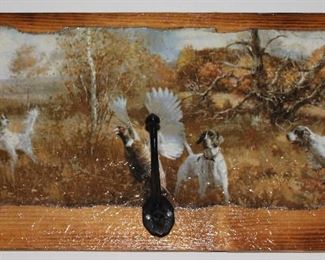 Pheasant Hunt Decoupage Wood Plaque Hat Rack (24” x 9”)