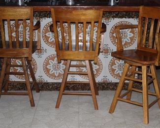 Solid Wood Arm Chair Bar Stools (4 each- 1 not shown)