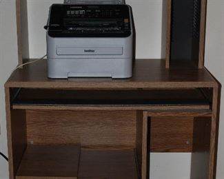 Laminated Oak Grain Computer Desk (35 1/2”W x 19 1/2”D) shown with Professional Brother Laser Fax Super G3, Intelifax 2840