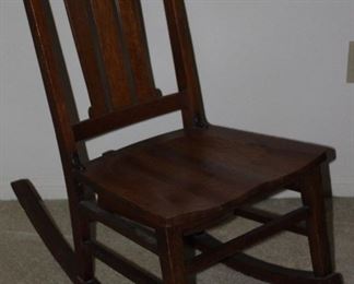 Antique Slat Back Sewing Rocker with Under the Seat Pull-out Drawer