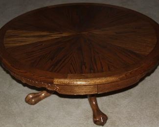 Golden Oak (38”) Round Clawfoot Pedestal Coffee Table