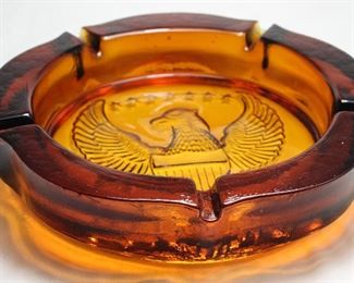Indiana Glass Company 9 3/4 inch American Eagle Amber Ashtray