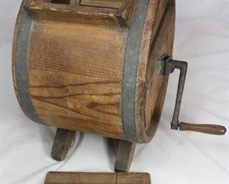 View of Previous: Antique Wooden 19th-Century Hand Crank Butter Churn