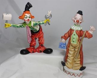 Clown “Dentist” Figurine (8.5”) and Bisque Porcelain Clown with Cane & Bag (10”)