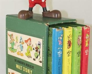 Walt Disney Production and R. Dakin Co. 8” Vinyl Mickey Mouse c. 1960-70’s; Vintage 1965 The Wonderful World of Walt Disney Golden Press Book Set of 4