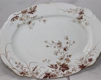 John Edwards Porcelaine De Terre “Charm” Brown Transferware Platter (14 1/2”) England