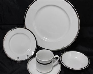 Alfred Clough Staffordshire England “Satin White” China: Dinner Plates (9 ea.), B&B Plates (8 ea.), Dessert Bowls (8 ea.) Cups (5 ea.) and Saucers (8 ea.)