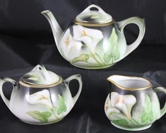 Reinhold Schlelemil - RS Germany “Calla Lily” Antique Teapot, Sugar and Creamer