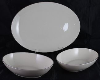 Lenox “Olympia” Platinum Rim Ivory China: 16” Platter and 9” Oval Vegetable Bowl (2 ea.)