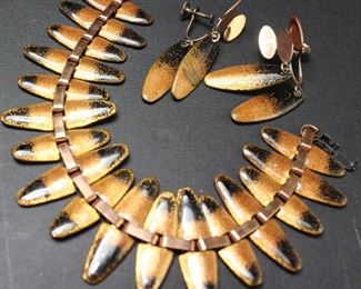 Vintage Copper Tint Bracelet and Matching Earrings