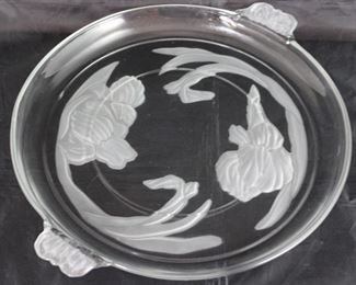 Vintage Frosted Irises 12” Cake Plate