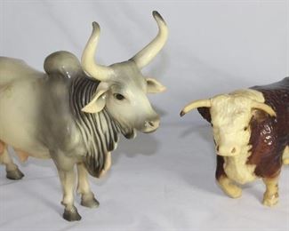 Vintage 1950's Breyer Glossy Brahma Bull and Walking Hereford Bull Model #71