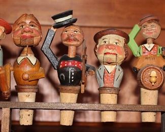 Vintage 1950-60’s West Germany Wood Carved Mechanical Wine Bottle Corks