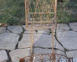 Wire Ornamental Metal Standing Bird Cage and Tin and Wire Pig Plant Holder