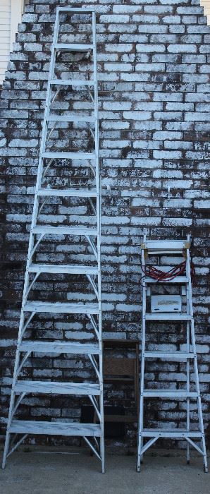 Aluminum Step Ladders; 12 Foot and 6 Foot & Small Wood Step Ladder
