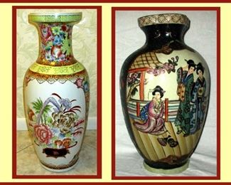 2 Large Asian Inspired Vases 