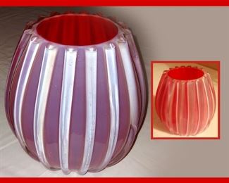 Cased Glass Vase Showing with and without a Flash