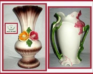 Capodimonte Vase and Art Nouveau Style Vase 