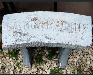 Life Began in a Garden Cement Bench 