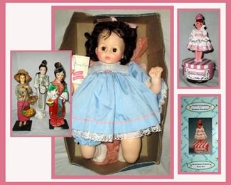Madam Alexander Baby Doll, Madam Alexander Music box with Original Box and Costumed Dolls
