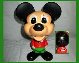 Vintage Mickey Mouse Pull String Talking Toy; Still Works Great 