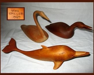 Mike Spiller Signed and Numbered Carved Wooden Animals