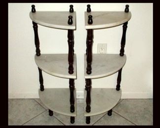Pair of Marble 3 Tiered Stands 