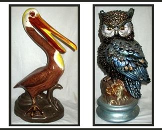 Pelican and Owl Statues 