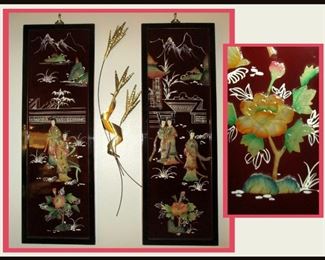 Set of 4 Large Black Lacquer Plaques