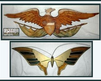 Sexton USA Metal Eagle Plaque and Metal Butterfly