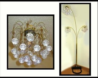 Tall Hollywood Glam Chandelier Lamp with Acrylic Prisms 