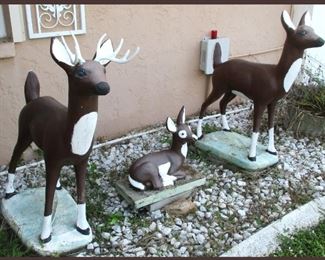 Whole Family of Cement Deer, So Cute!